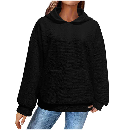 Damen Kapuzenpullover mit strukturiertem Herzmuster EB