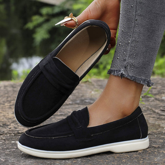 Damen Mokassins mit weichem Kunstleder und elastischem Riemendesign EB