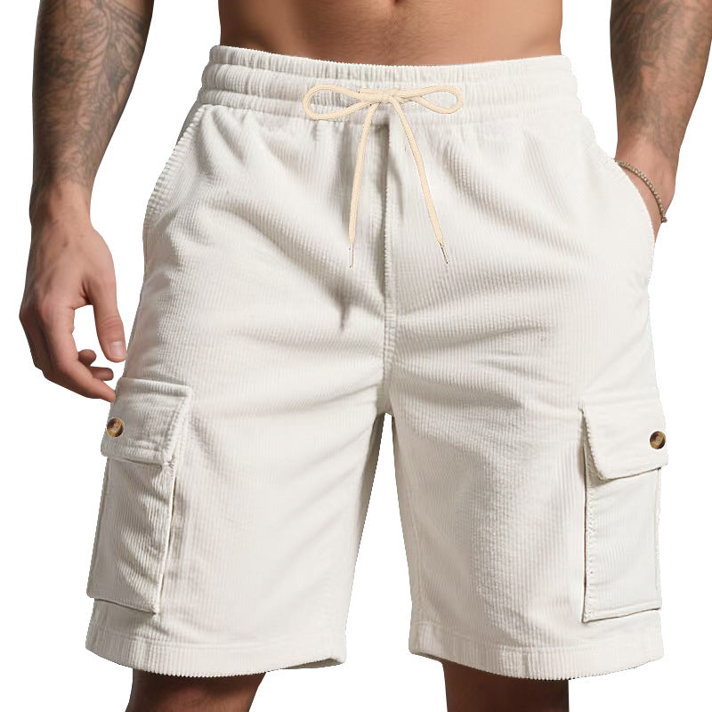 Herren nan Cord-Cargo-Shorts mit elastischem Tunnelzugbund, aufgesetzten Cargotaschen und weichem Baumwollmix EB