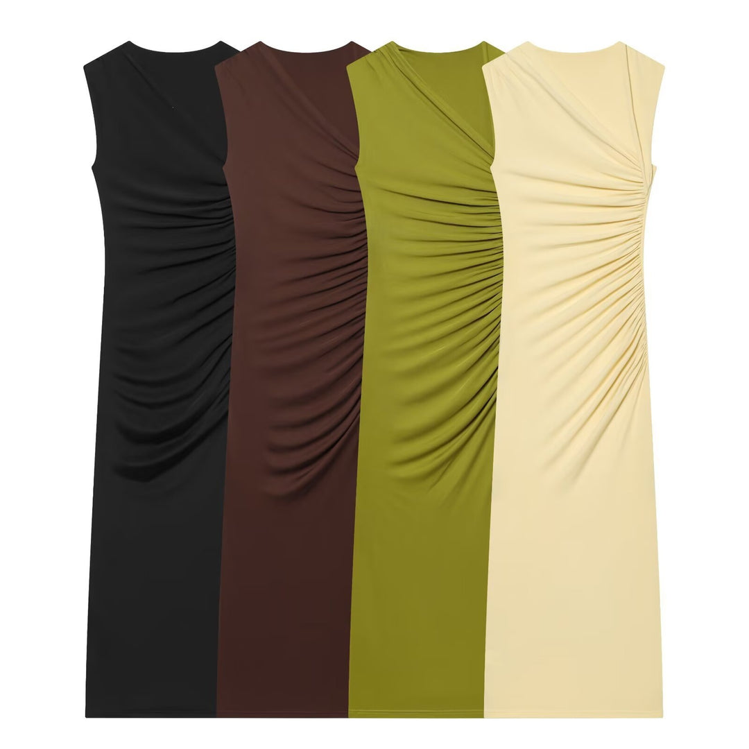 Damen ärmelloses Maxikleid mit raffinierten Rüschendetails und elegantem Schnitt EB
