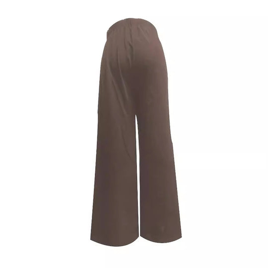 Damen Weite Sommertuchhose mit elastischem Bund und Bindegürtel EB