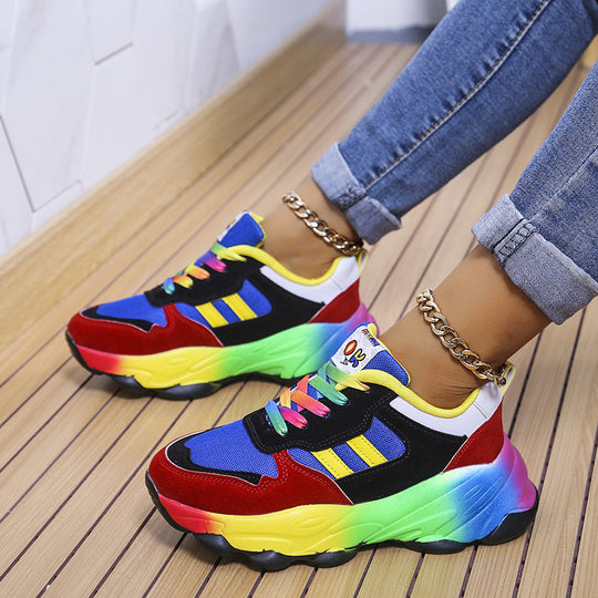 Damen nan auffälliger Plateau-Sneaker mit massiver Profilsohle, atmungsaktiven Mesh-Einsätzen und gepolstertem Komfortfußbett EB
