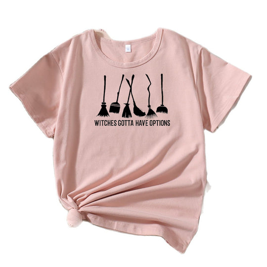 Frauen Grafik Besenstiel Humor T-Shirt Heidi-Mode