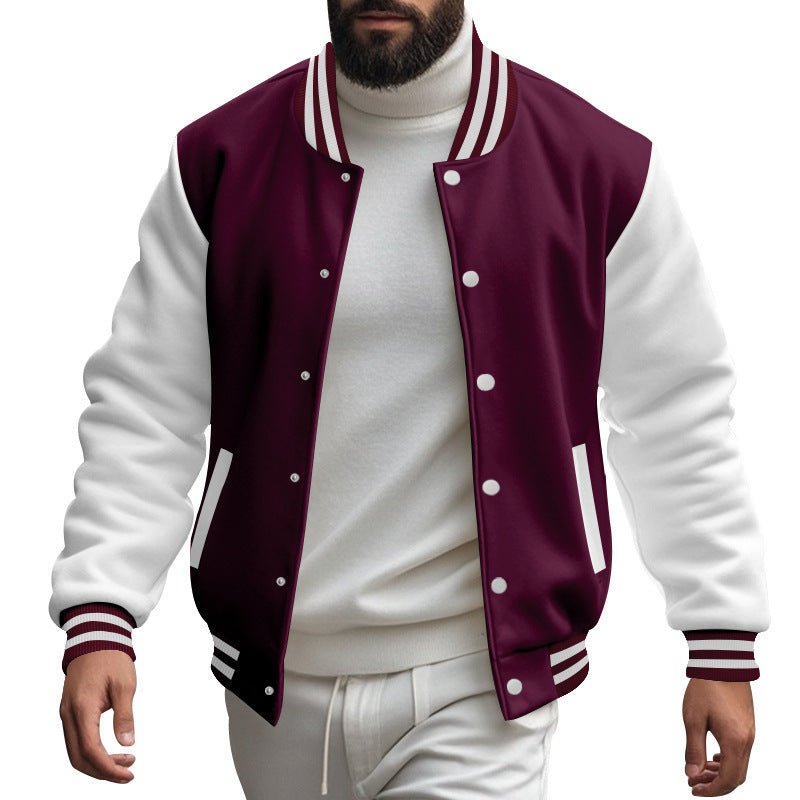 Herren Varsity-Jacke mit kontrastierenden Ärmeln und gestreiften Bündchen EB