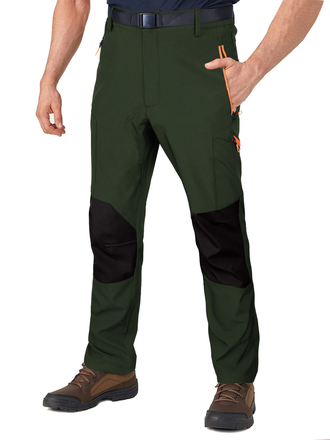 Men's  reinforced articulated hiking work trousers with zip utility pockets and abrasion-resistant knee panels EB