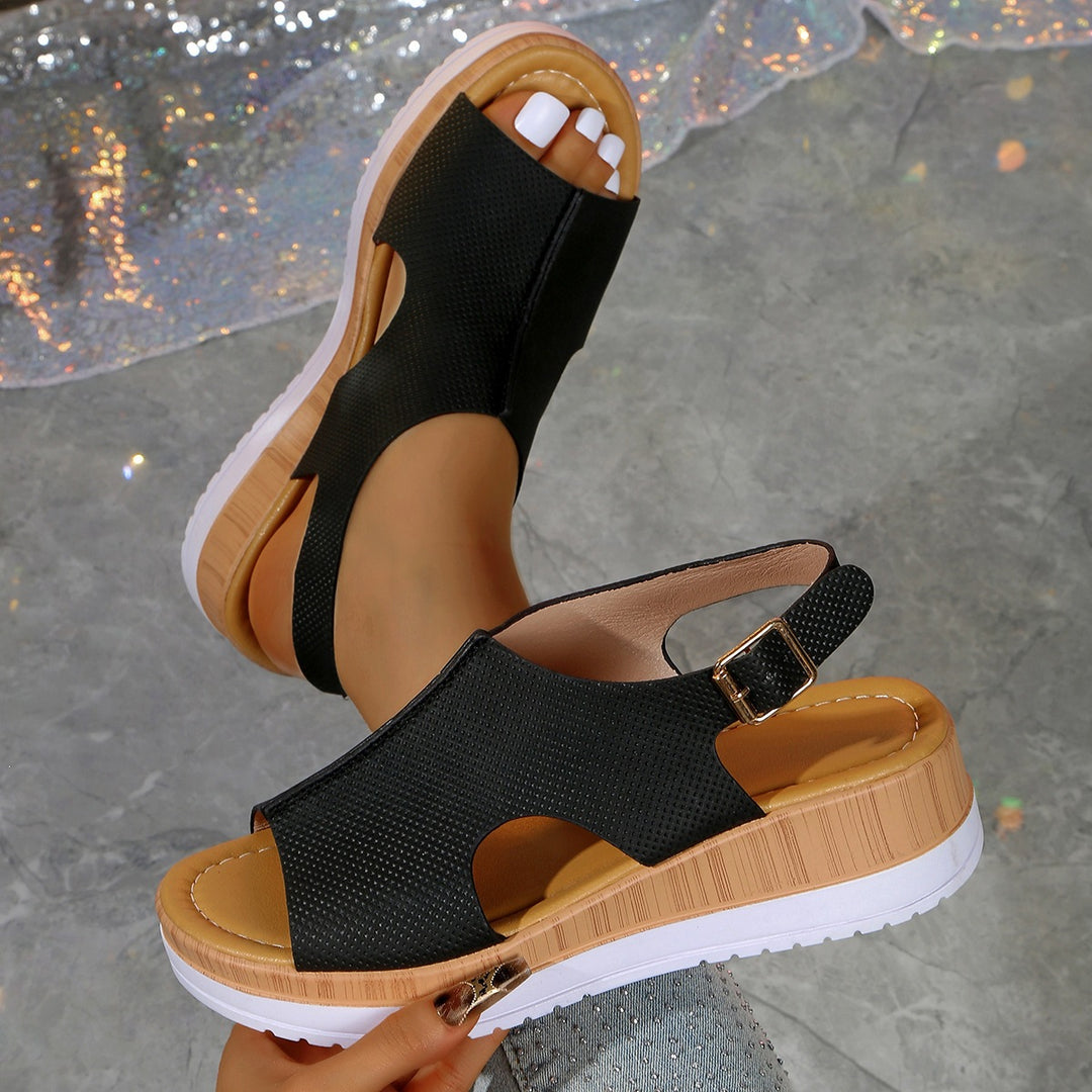 Damen Luftige und modische Sandalen mit Plateau-Absatz EB