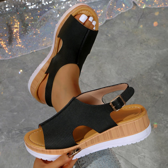 Damen Luftige und modische Sandalen mit Plateau-Absatz EB