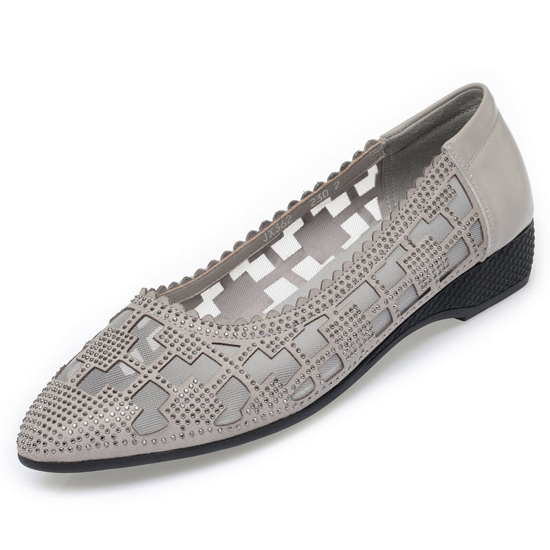 Damen Elegante Ballerinas mit modischem Cut-Out-Design und funkelnden Strassdetails EB