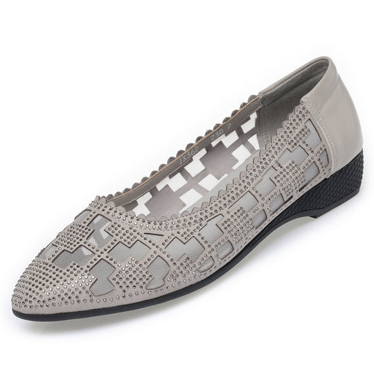 Damen Elegante Ballerinas mit modischem Cut-Out-Design und funkelnden Strassdetails EB