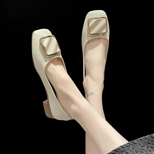 Damen elegante Ballerinas mit dekorativem Schnallen-Detail EB