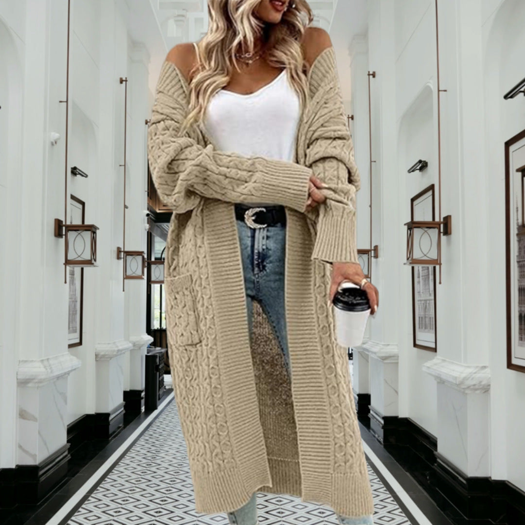 Damen Strickmantel mit Kabelmuster EB