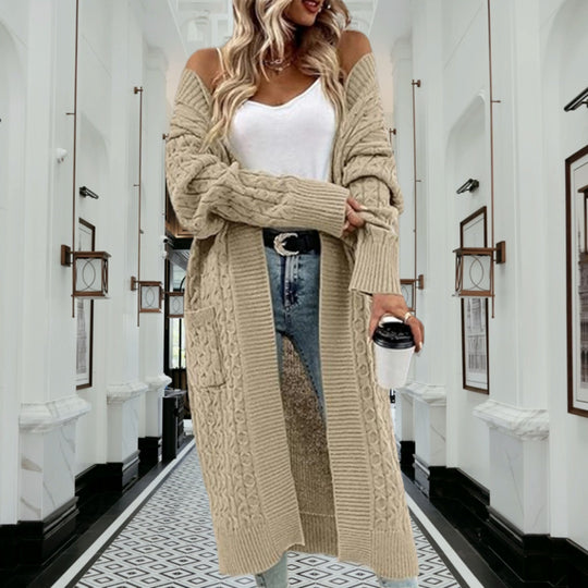 Damen Strickmantel mit Kabelmuster EB