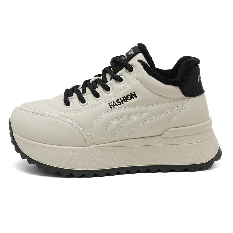 Damen sportliche Plateau Sneakers mit kuscheligem Innenfutter und rutschfester Laufsohle EB