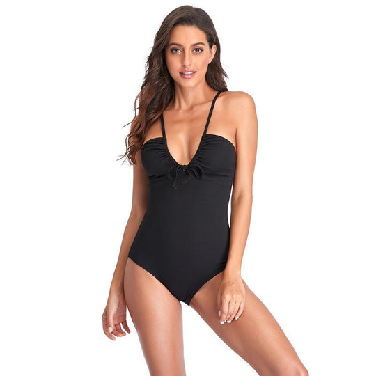 Damen Eleganter Einteiler Badeanzug mit verspieltem Knoten-Detail EB