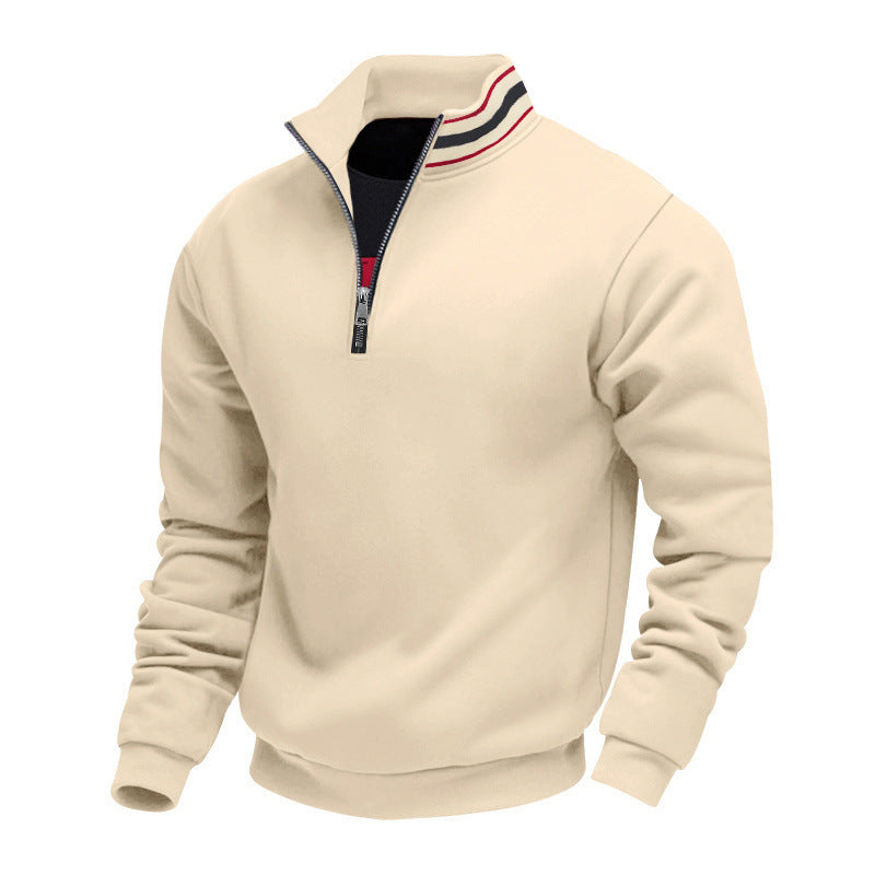 Herren nan Halbzip-Sweatshirt mit sportivem Ringkragen und weichem Fleece-Innenfutter EB