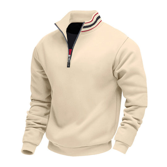 Herren nan Halbzip-Sweatshirt mit sportivem Ringkragen und weichem Fleece-Innenfutter EB