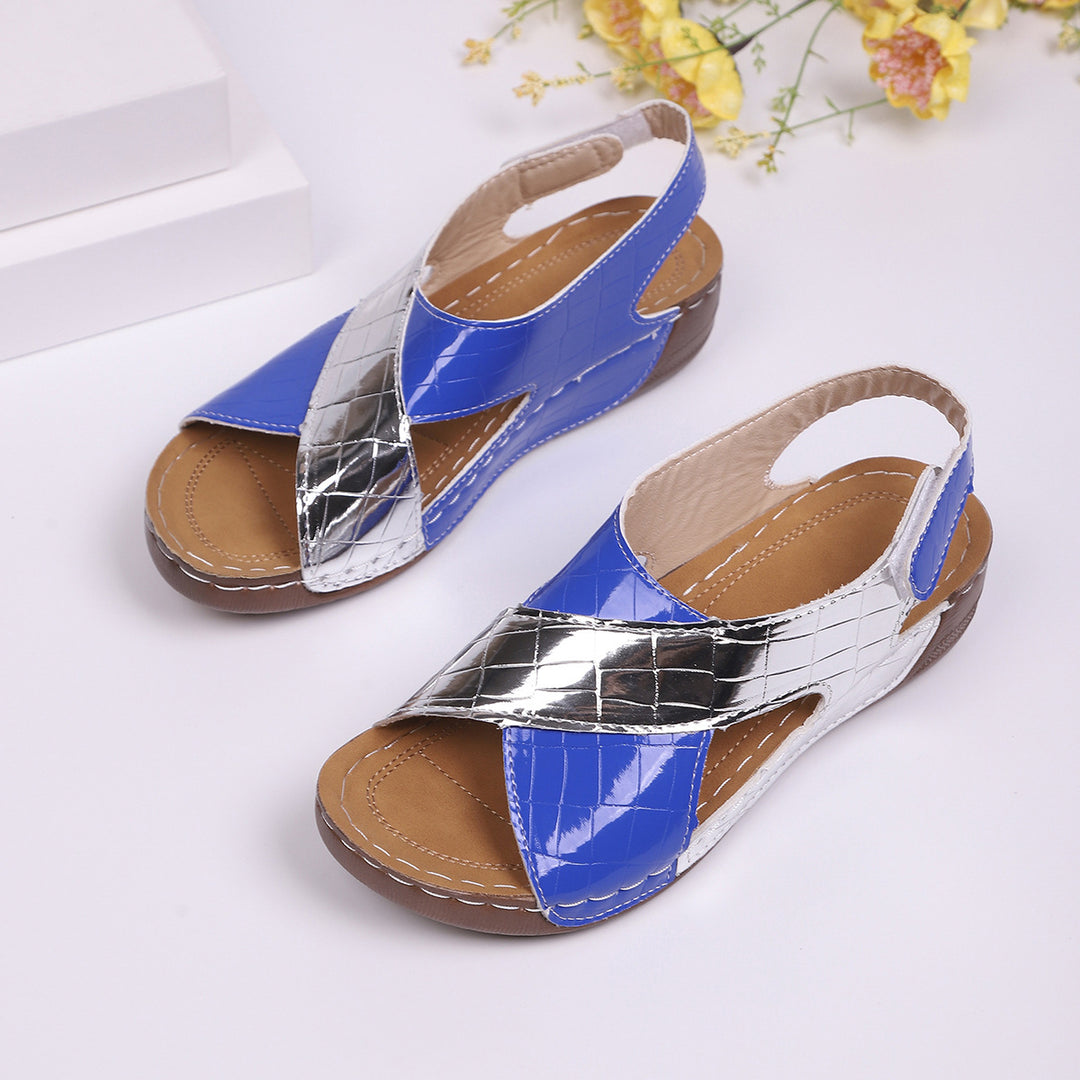Damen modische Slingback-Sandalen mit stylishem Krokodil-Design und komfortablem Fußbett EB