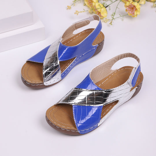 Damen modische Slingback-Sandalen mit stylishem Krokodil-Design und komfortablem Fußbett EB