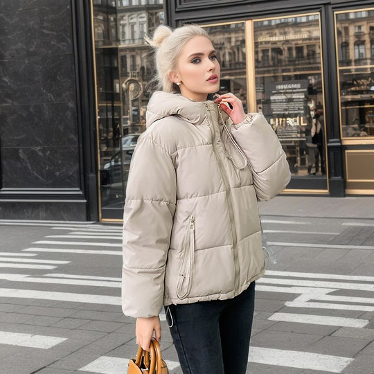 Damen modische Pufferjacke mit verstellbarer Kapuze und dicken Isolierungen EB