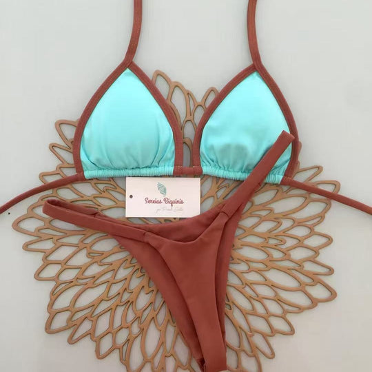 Damen Triangel-Bikini mit frischem Melonenmuster EB