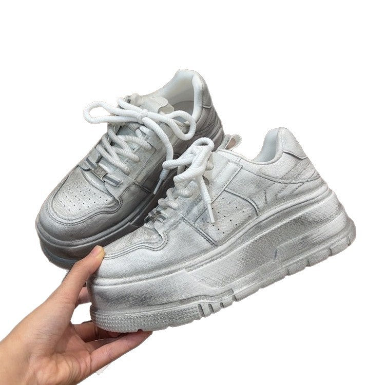 Damen modische Plateau-Sneaker mit rutschfester Sohle und atmungsaktivem Obermaterial EB