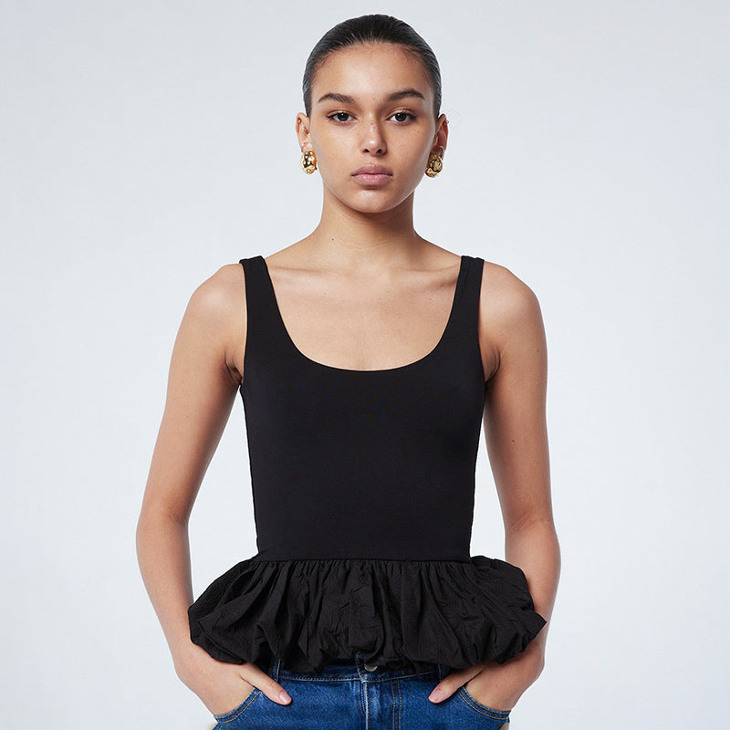Damen Top mit voluminösem Rüschensaum EB