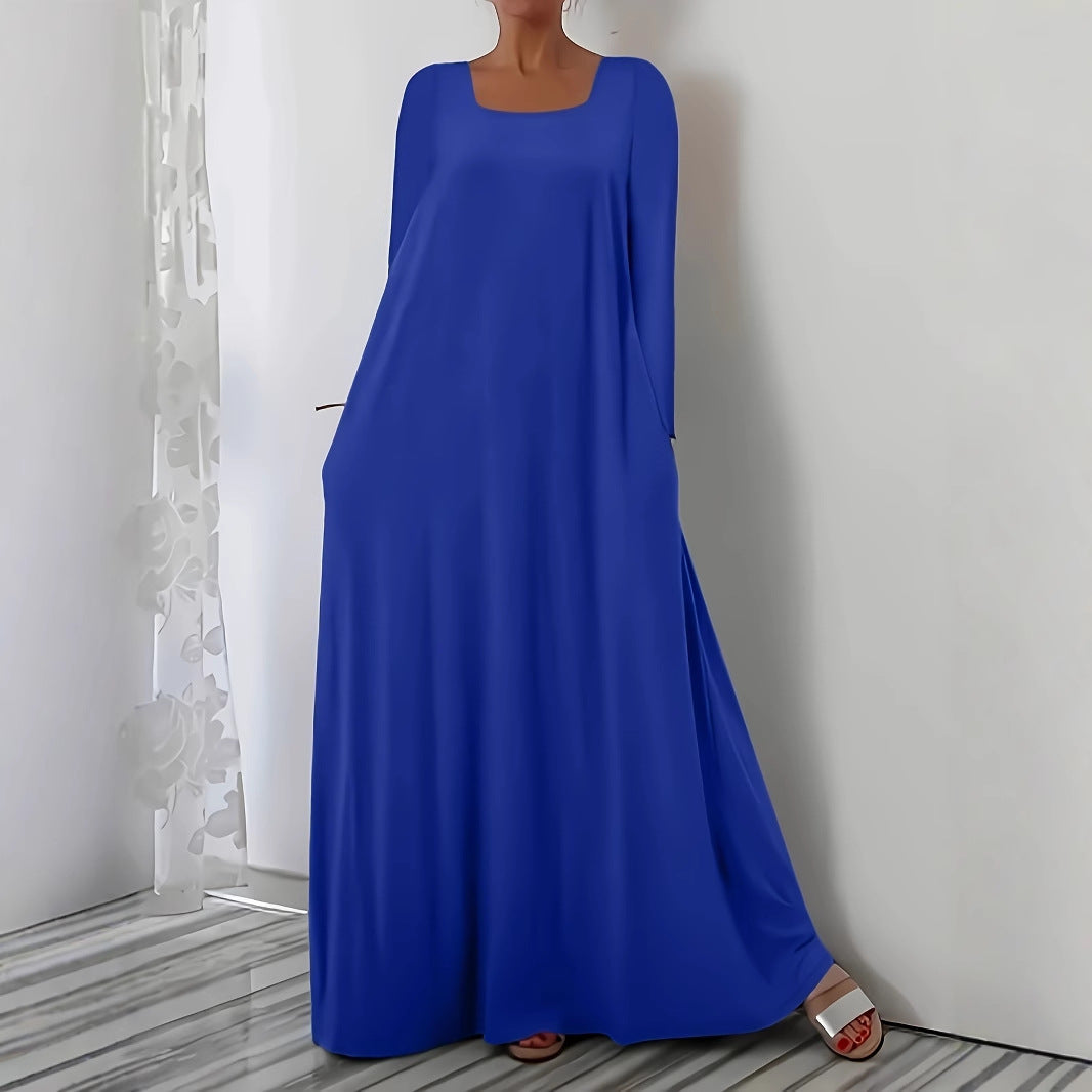 Damen Weit geschnittenes Maxikleid mit praktischen Taschen EB