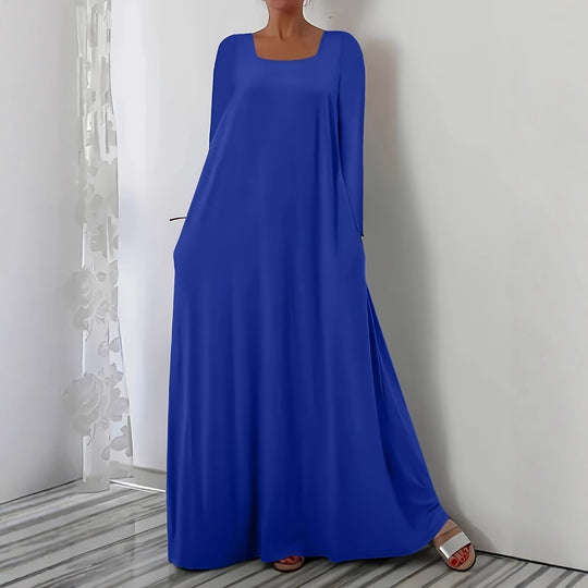 Damen Weit geschnittenes Maxikleid mit praktischen Taschen EB