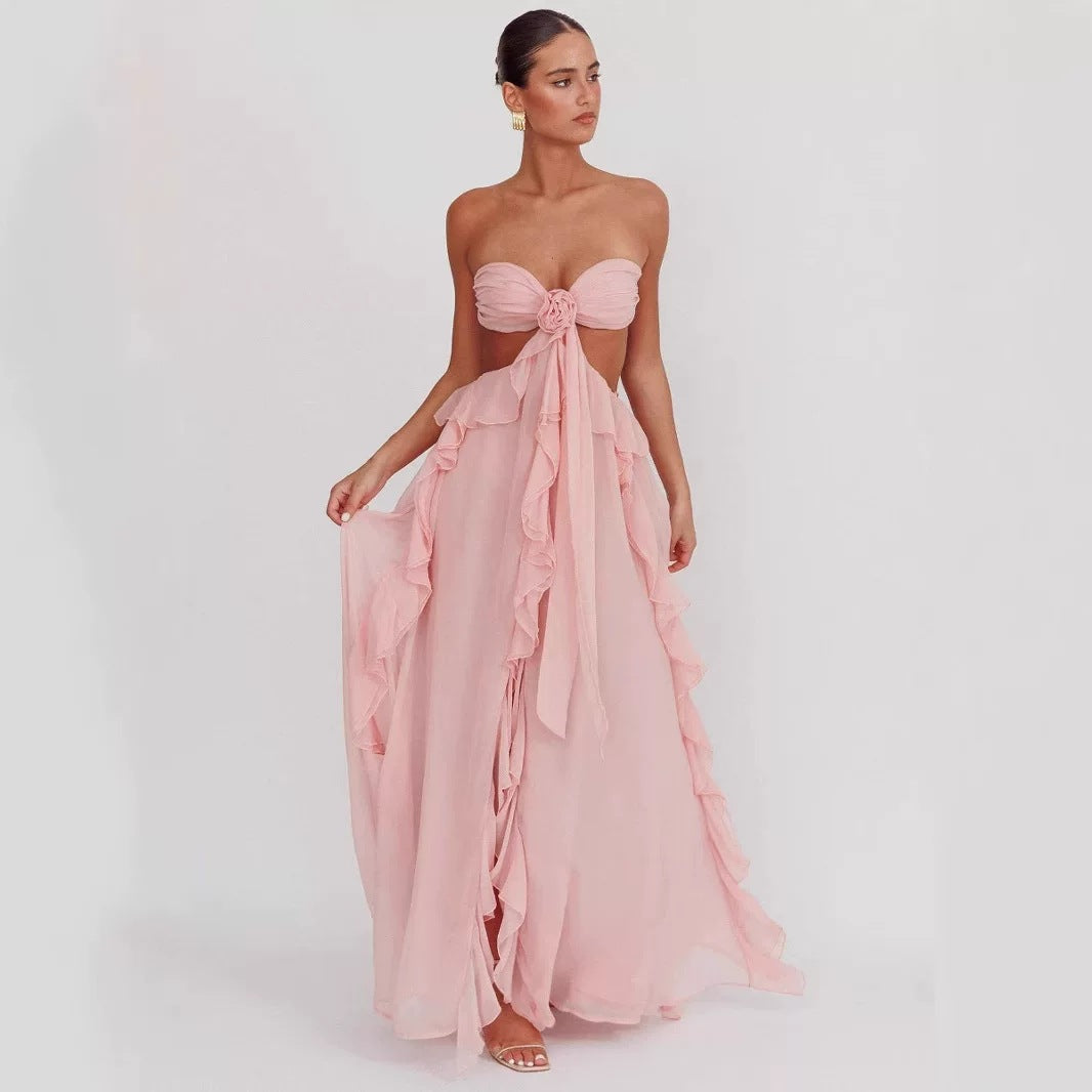 Damen Maxi-Kleid mit raffinierten Rüschendetails EB