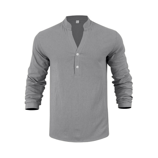 Herren Langarm-Henley-Shirt mit praktischem Knopfdesign und lässiger Passform EB