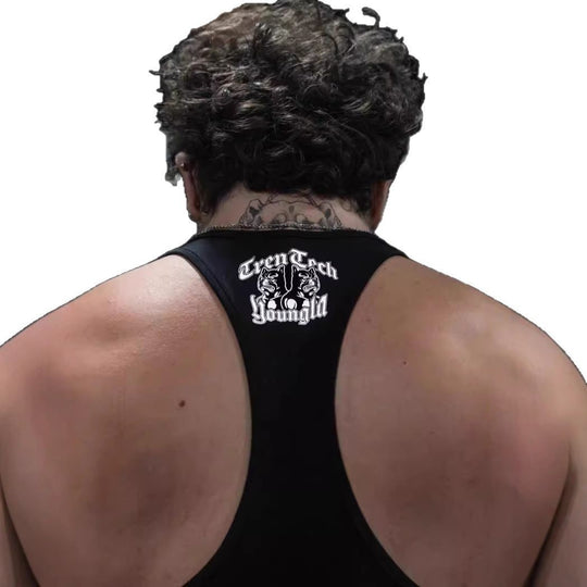 Herren nan figurbetontes Fitness-Tanktop mit Bulldoggen-Grafik und extra tiefen Armausschnitten EB