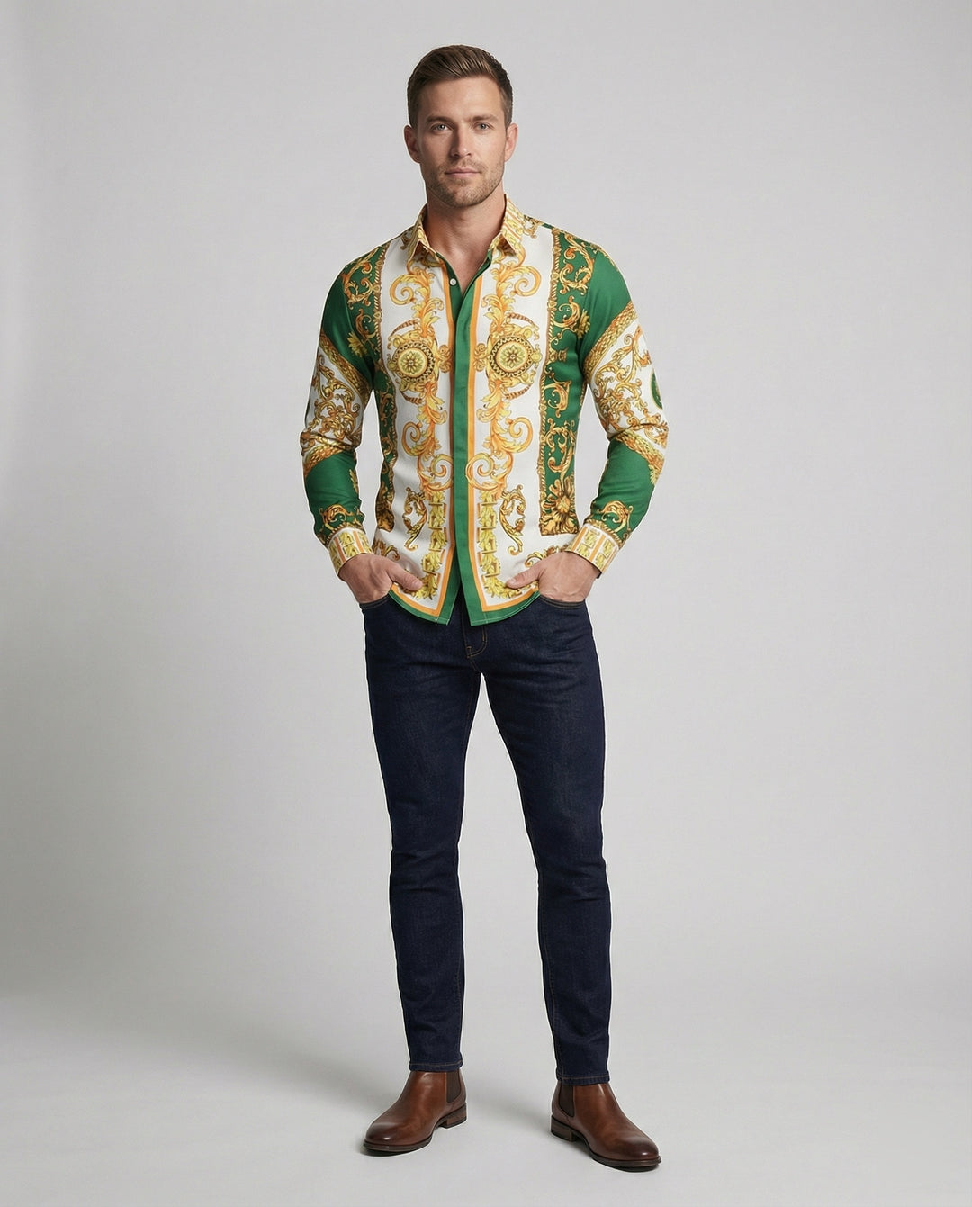 Herren Luxus Hemd mit eindrucksvollem Barockmuster EB