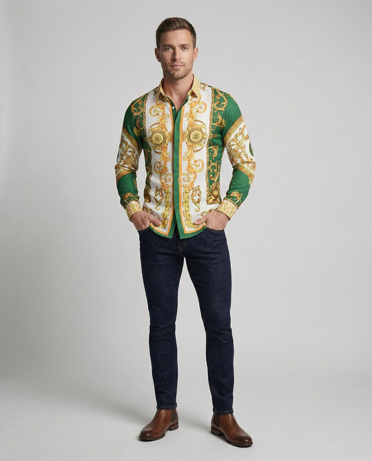 Herren Luxus Hemd mit eindrucksvollem Barockmuster EB
