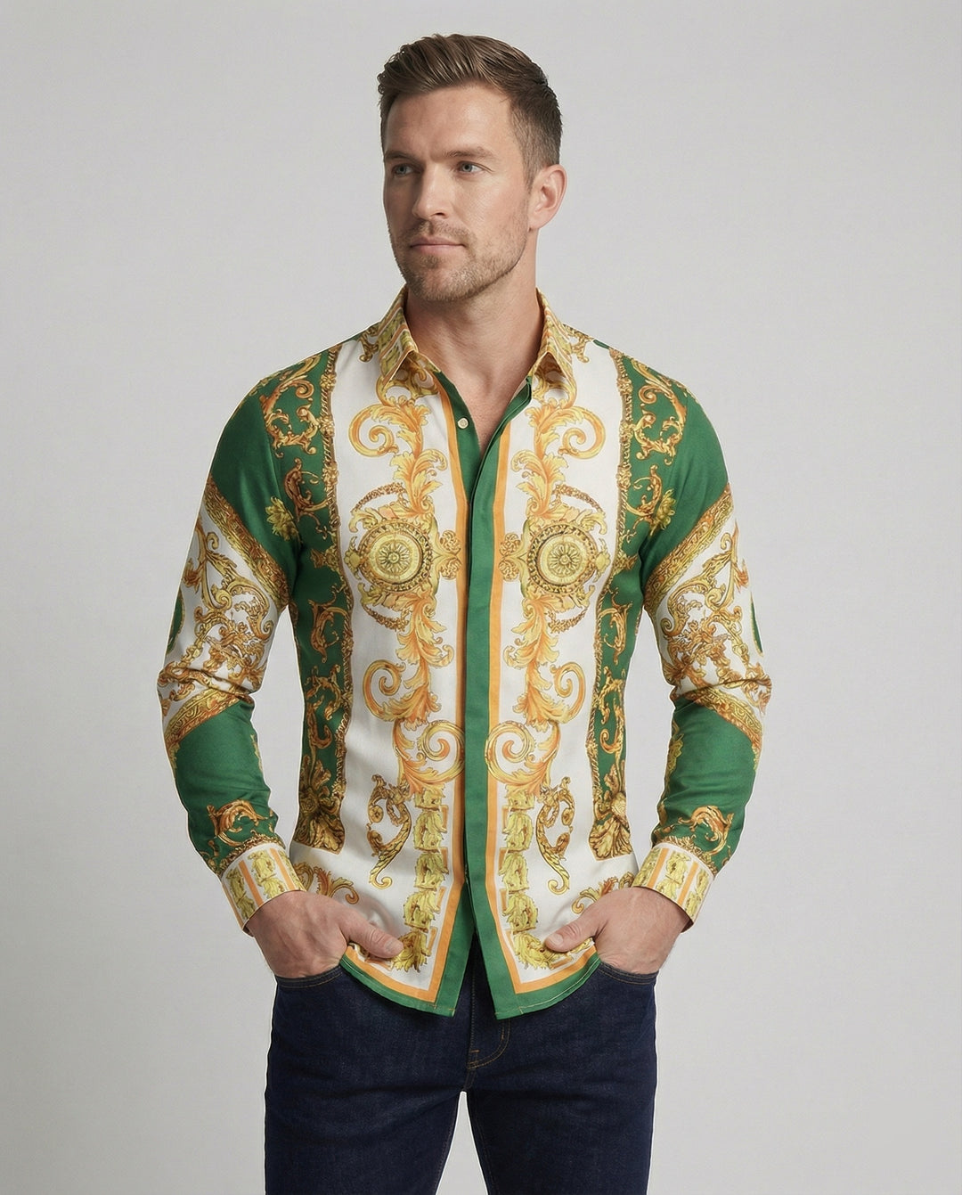 Herren Luxus Hemd mit eindrucksvollem Barockmuster EB