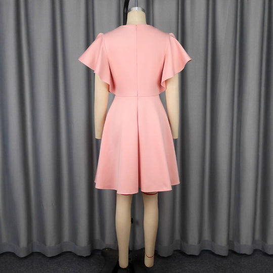 Damen Chic Volantkleid mit floralen Applikationen EB