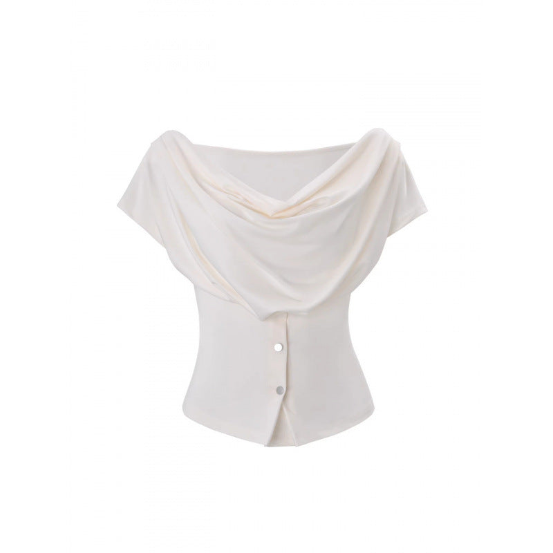 Damen Off-Shoulder Oberteil mit Knopfdetails EB