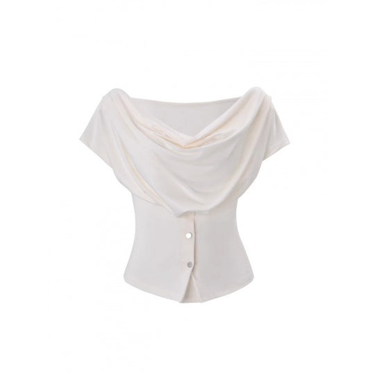 Damen Off-Shoulder Oberteil mit Knopfdetails EB