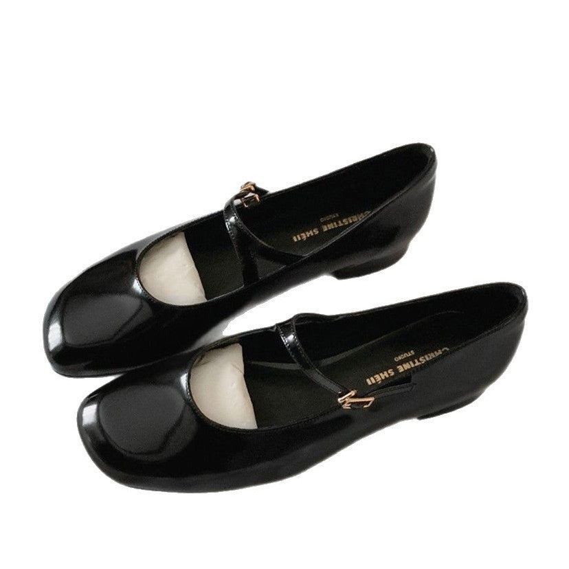 Damen elegante Ballerinas mit dekorativem Riemendesign und komfortablem Blockabsatz EB