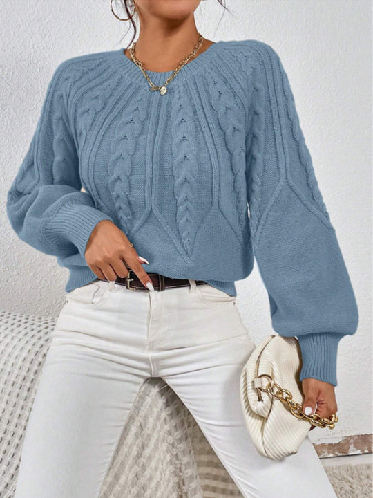 Damen Strickpullover mit Zopfmuster und weitem Schnitt EB