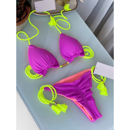 Damen Triangel-Bikini mit verspieltem Trockenband und eleganten Details EB
