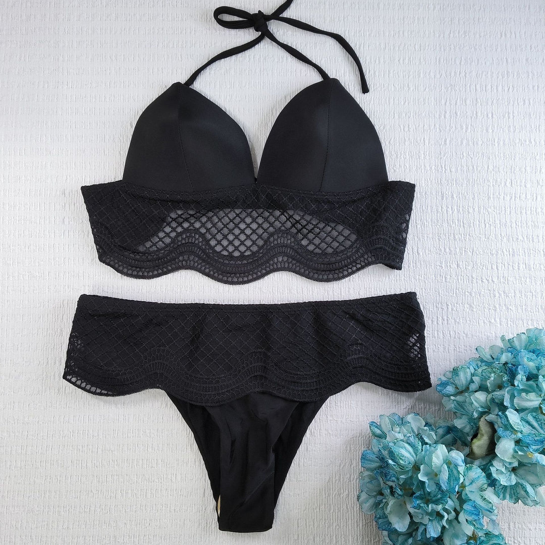 Damen Triangel-Bikini mit gehäkeltem Detail EB