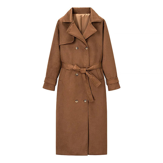 Damen eleganter Trenchcoat mit doppelter Knopfleiste und Gürtel EB