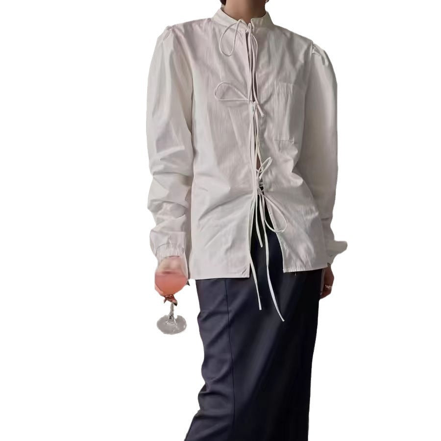 Damen Verspielte Bluse mit Rüschendetails und Kordelzug EB