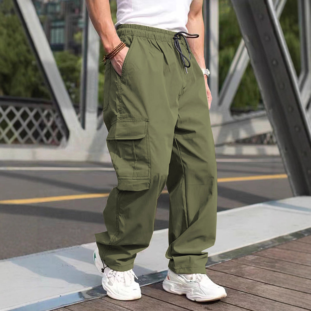 Herren moderne Cargohose mit elastischem Bund und multifunktionalen Taschen EB