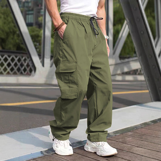 Herren moderne Cargohose mit elastischem Bund und multifunktionalen Taschen EB