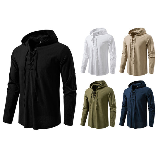 Herren lässiges Kapuzenshirt mit modernes Schnürdesign EB