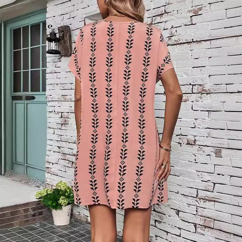Damen lässiges Freizeitkleid mit trendigem Blumenmuster und komfortablem Schnitt EB