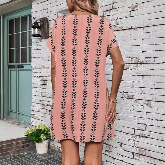 Damen lässiges Freizeitkleid mit trendigem Blumenmuster und komfortablem Schnitt EB