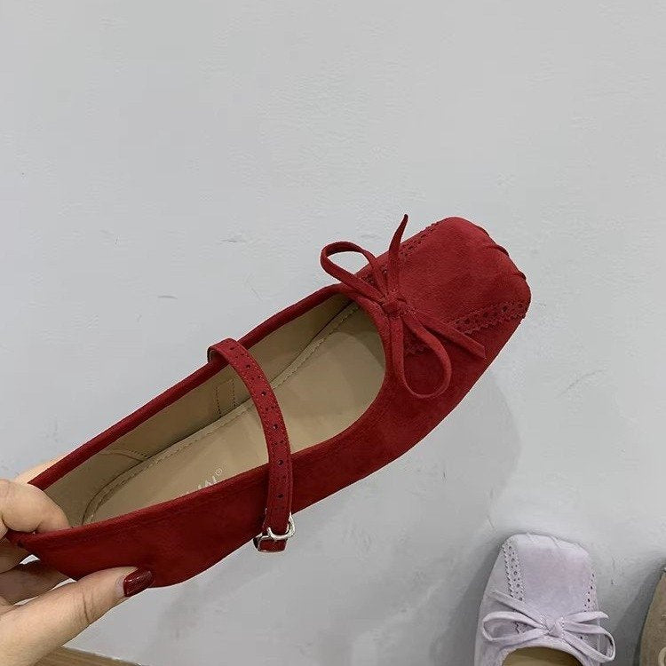 Damen elegante Ballerinas mit dekorativen Schleifen und komfortablem Riemchen EB