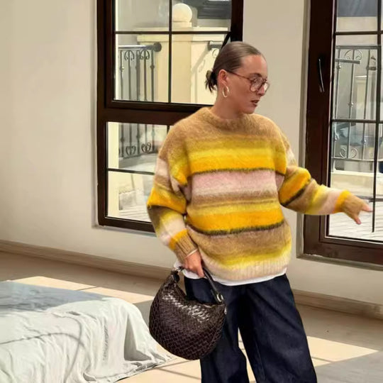 Damen Grobstrick Pullover mit lässiger Passform und oversized Schnitt EB